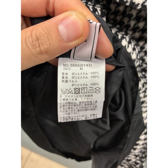 Ank Rouge‎ Women’s Houndstooth Ruffle Mini Dress Size M Black White Bow Belted - Picture 10 of 10